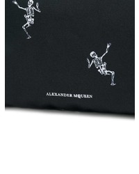 schwarze bedruckte Clutch Handtasche von Alexander McQueen