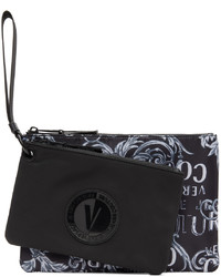 schwarze bedruckte Clutch Handtasche von VERSACE JEANS COUTURE