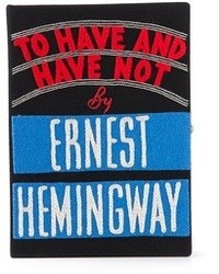 schwarze bedruckte Clutch von Ernest Hemingway