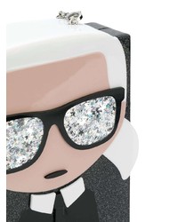 schwarze bedruckte Clutch von Karl Lagerfeld