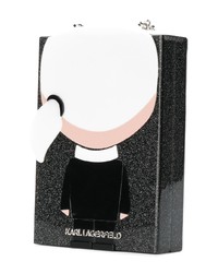 schwarze bedruckte Clutch von Karl Lagerfeld