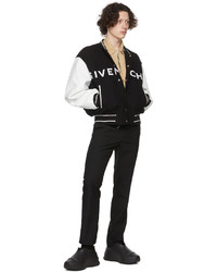 schwarze bedruckte Collegejacke von Givenchy