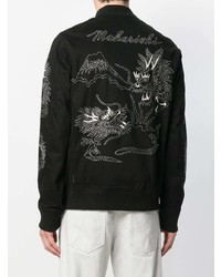 schwarze bedruckte Collegejacke von Maharishi