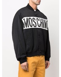 schwarze bedruckte Collegejacke von Moschino