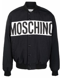 schwarze bedruckte Collegejacke von Moschino