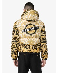 schwarze bedruckte Daunenjacke von Versace