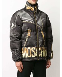 schwarze bedruckte Daunenjacke von Moschino