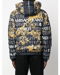 schwarze bedruckte Daunenjacke von VERSACE JEANS COUTURE