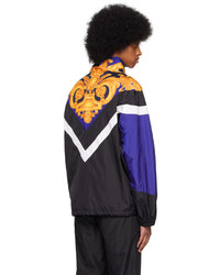 schwarze bedruckte Daunenjacke von Versace