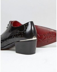 schwarze bedruckte Derby Schuhe von Jeffery West