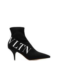 schwarze bedruckte elastische Stiefeletten von Valentino