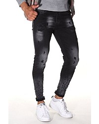 schwarze bedruckte enge Jeans von Bright Jeans