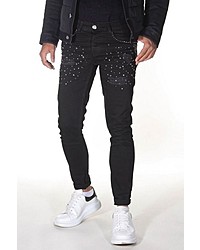 schwarze bedruckte enge Jeans von Bright Jeans