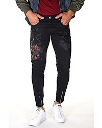 schwarze bedruckte enge Jeans von Bright Jeans