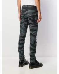schwarze bedruckte enge Jeans von Diesel