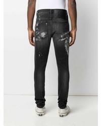 schwarze bedruckte enge Jeans von Diesel