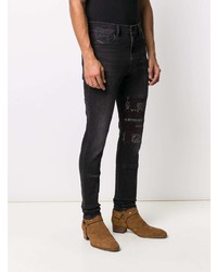 schwarze bedruckte enge Jeans von Diesel