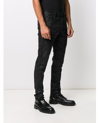 schwarze bedruckte enge Jeans von Diesel