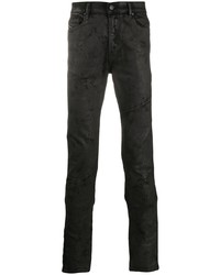 schwarze bedruckte enge Jeans von Diesel