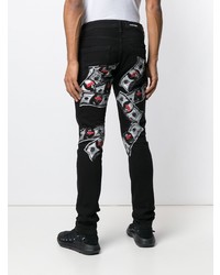 schwarze bedruckte enge Jeans von Philipp Plein