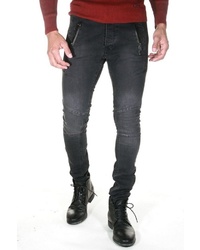 schwarze bedruckte enge Jeans von EX-PENT