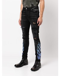 schwarze bedruckte enge Jeans von Amiri