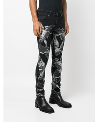 schwarze bedruckte enge Jeans von John Richmond