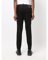 schwarze bedruckte enge Jeans von DSQUARED2