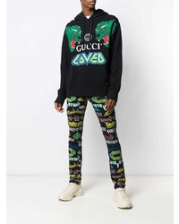 schwarze bedruckte enge Jeans von Gucci