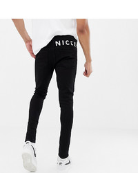 schwarze bedruckte enge Jeans von Nicce London