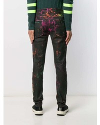 schwarze bedruckte enge Jeans von Marcelo Burlon County of Milan