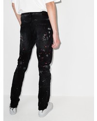 schwarze bedruckte enge Jeans von purple brand