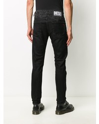 schwarze bedruckte enge Jeans von Diesel