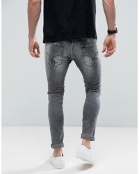 schwarze bedruckte enge Jeans von Calvin Klein Jeans