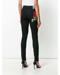 schwarze bedruckte enge Jeans von Philipp Plein