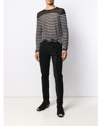 schwarze bedruckte enge Jeans von Saint Laurent