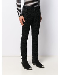 schwarze bedruckte enge Jeans von Saint Laurent