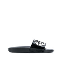 schwarze bedruckte flache Sandalen von Moncler