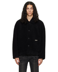 schwarze bedruckte Fleece-Shirtjacke von C2h4