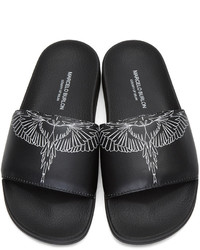 schwarze bedruckte Gummi Sandalen von Marcelo Burlon County of Milan