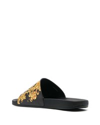 schwarze bedruckte Gummi Sandalen von VERSACE JEANS COUTURE