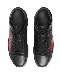 schwarze bedruckte hohe Sneakers aus Leder von Gucci