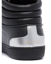 schwarze bedruckte hohe Sneakers aus Leder von Gucci