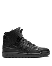 schwarze bedruckte hohe Sneakers aus Leder von adidas