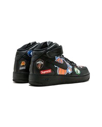 schwarze bedruckte hohe Sneakers aus Leder von Supreme