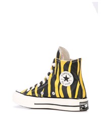 schwarze bedruckte hohe Sneakers aus Leder von Converse