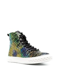 schwarze bedruckte hohe Sneakers aus Leder von Giuseppe Zanotti