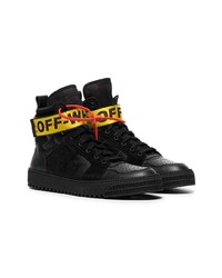 schwarze bedruckte hohe Sneakers aus Leder von Off-White