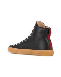 schwarze bedruckte hohe Sneakers aus Leder von Gucci