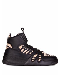 schwarze bedruckte hohe Sneakers aus Leder von Giuseppe Zanotti